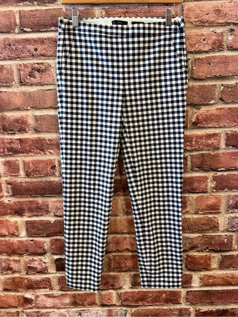 J. Crew Navy and White Gingham Chinos